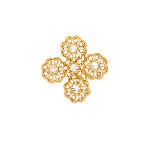 KENNETH JAY LANE, JET OR CLEAR CRYSTAL FLOWER CLUSTER PIN